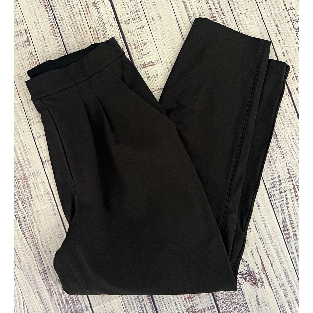 Lululemon Stretch High Rise 7/8 Pant Black Pleated Trouser Jogger Pockets 6
